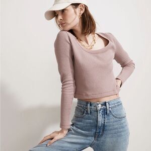 Madewell MWL 2022 Waffle Long-Sleeve Crop Tee Small